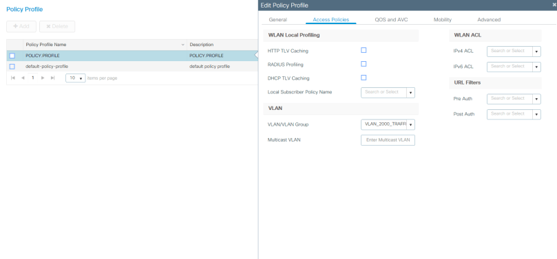vlan i policy profile
