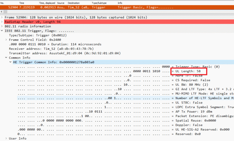 UL Length in Wireshark